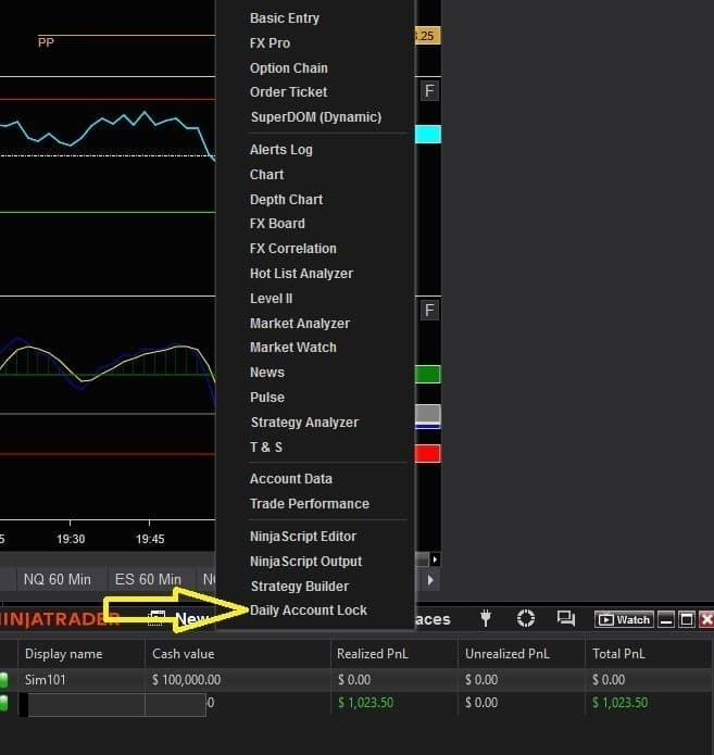 GG Daily Account Lock AddOn Access it directly inside NinjaTrader